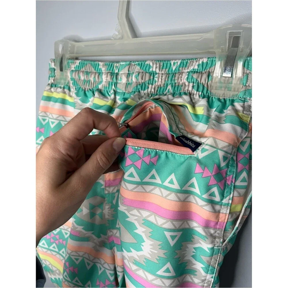 chubbies The En Fuegos Teal Geometric 5.5 Inch Classic Swim Trunks Size Small
